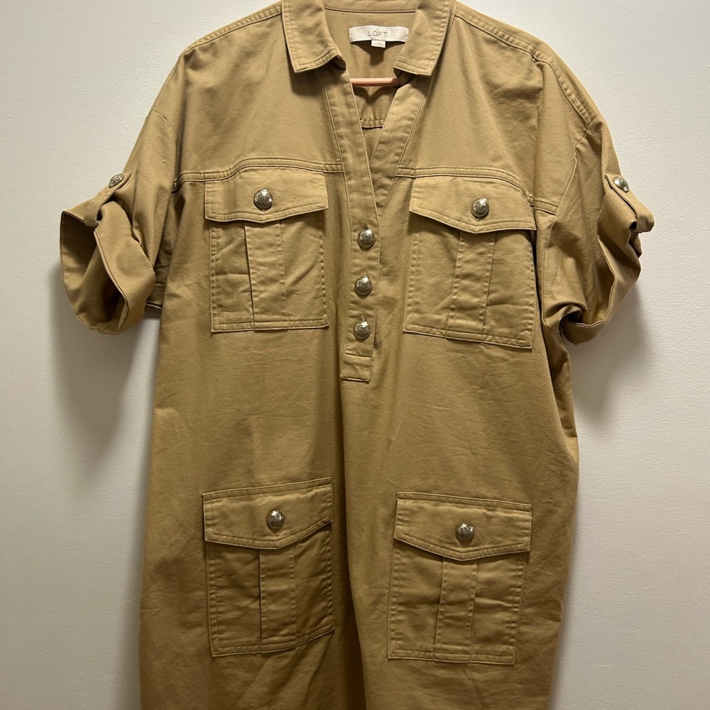 LOFT Tan Button-Down Midi DressPerfect Loft Dress